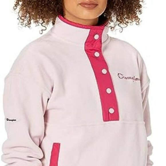 NWT Champion Womens Hush Pink Explorer Fleece Snap Jacket LARGE - Picture 1 of 9